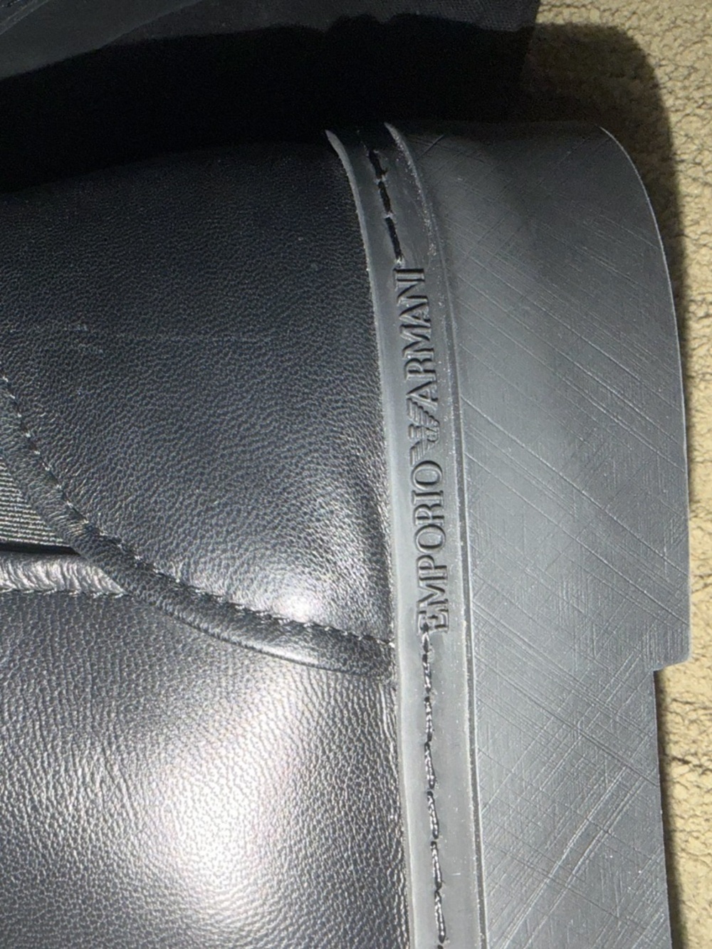 Emporio Armani Black Front-Zip Leather Ankle Booties - Picture 4 of 7